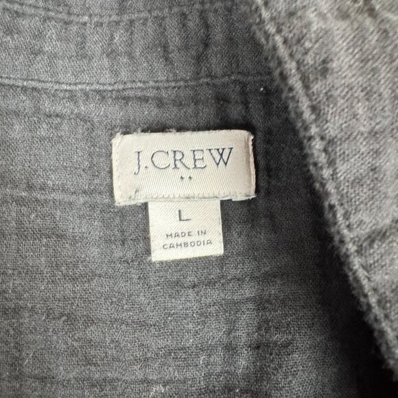 J Crew 100% Cotton Short-sleeve Gauze Popover Dress With Pockets Size L Black - Picture 7 of 9